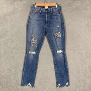 Ao.La Alice+Olivia Good Jean Women's 26 True Lies High Rise Ankle Skinny Studded